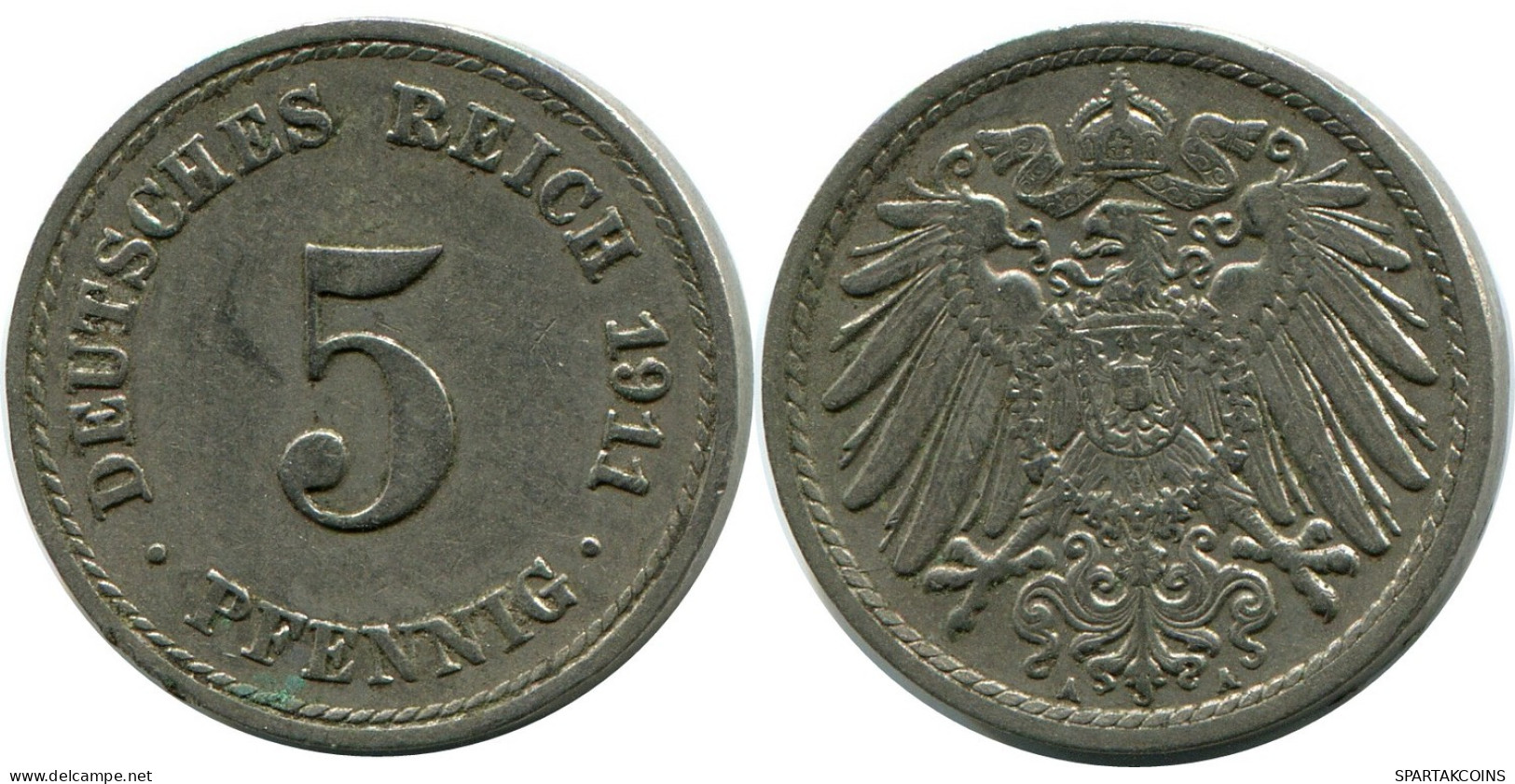 5 PFENNIG 1911 A DEUTSCHLAND Münze GERMANY #DB201.D.A - 5 Pfennig