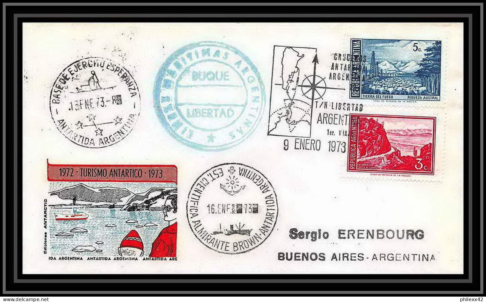 1933 Antarctic Argentine (Argentina) Lettre (cover) 9/1/1973 Buque  - Expéditions Antarctiques