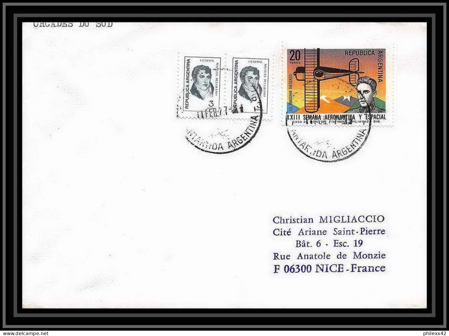 1920 Antarctic Argentine (Argentina) Lettre (cover) Orcades Du Sud 11/2/1977 - Estaciones Científicas