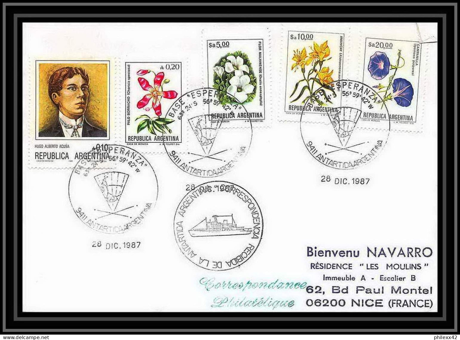 1937 Antarctic Argentine (Argentina) Lettre (cover) 28/12/1987 - Antarctische Expedities