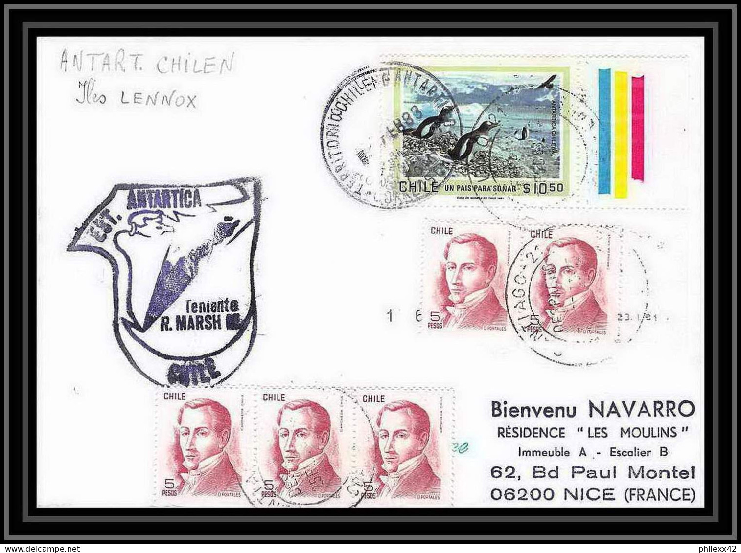 1914 Antarctic Chili (chile) Lettre (cover) Iles Lennox 8/2/1983 - Bases Antarctiques