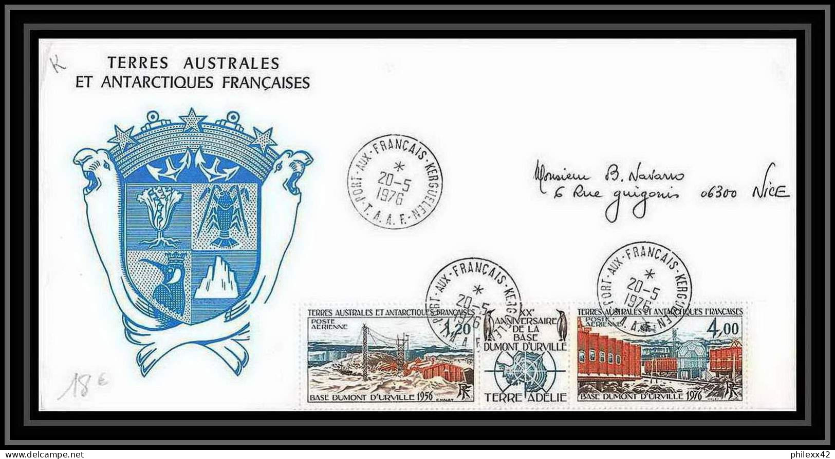 1901 TAAF Antarctic Terres Australes Lettre (cover) N°43A URVILLE 20/5/1976 - Covers & Documents