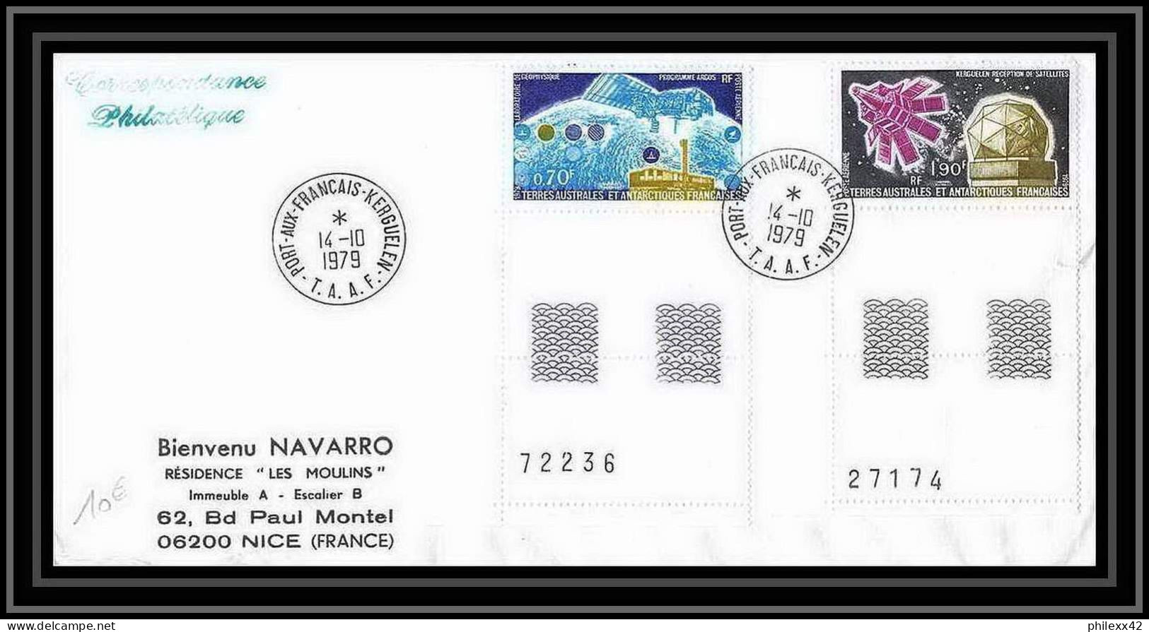 1892 PA N°51/52 Espace (space) 14/10/1979 TAAF Antarctic Terres Australes Lettre (cover) Coin De Feuille - Covers & Documents