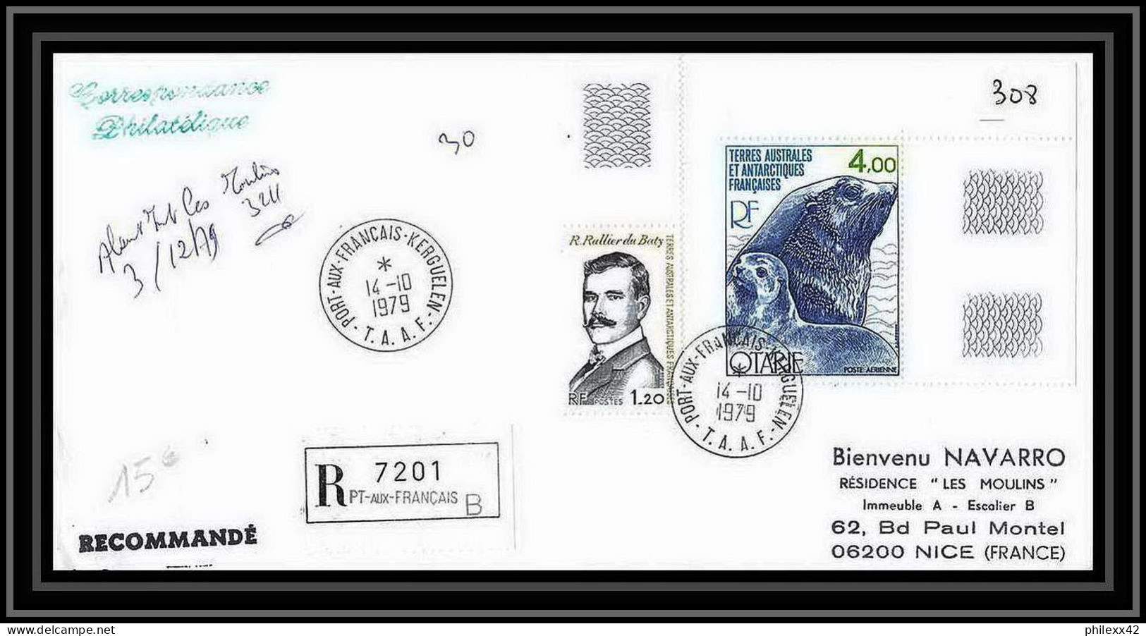 1899 14/10/1979 RECOMMANDE KERGULEN TAAF Antarctic Terres Australes Lettre (cover) - Covers & Documents