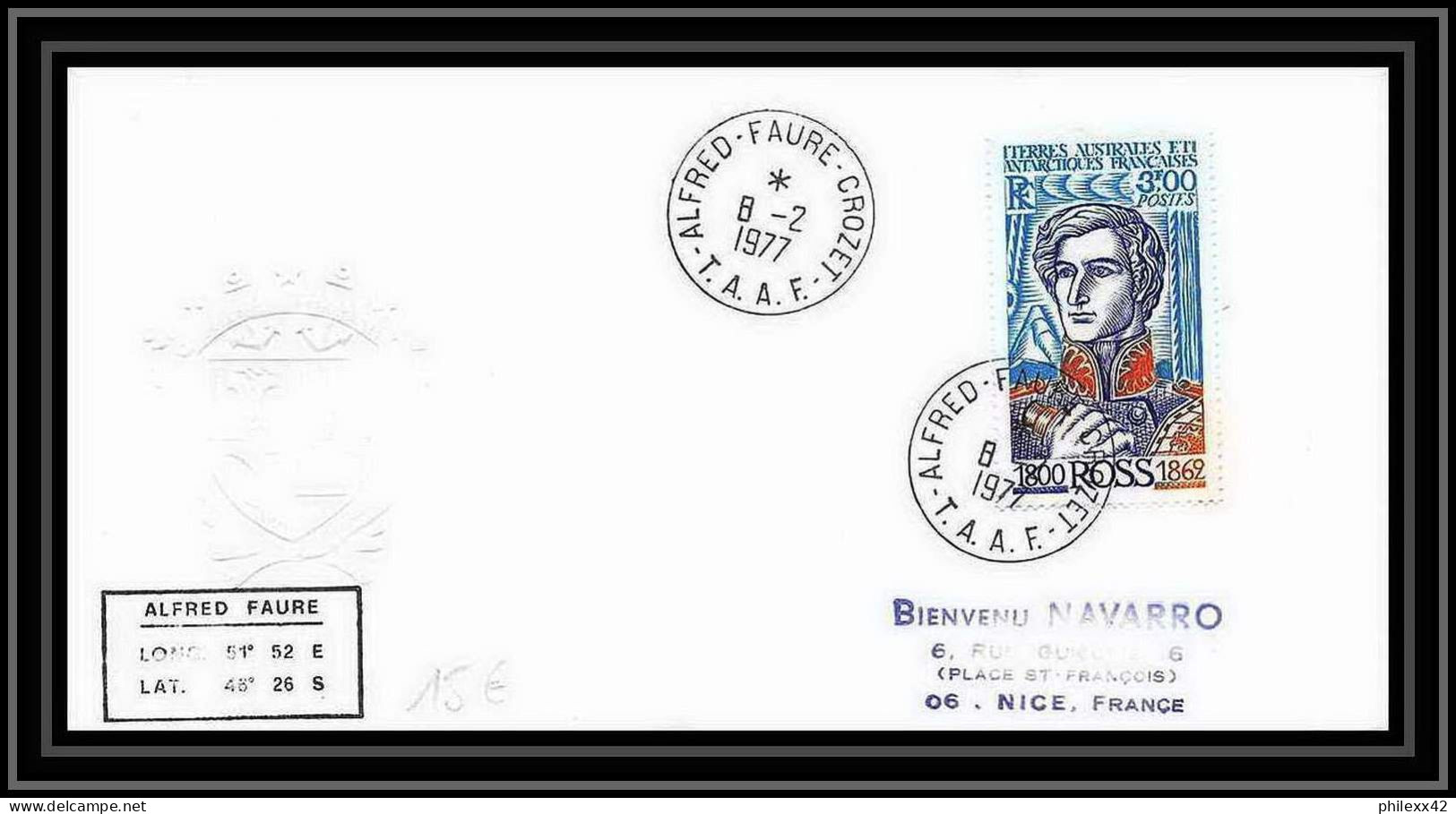 1884 N°62 ROSS 8/2/1977 TAAF Antarctic Terres Australes Lettre (cover) Fdc  - Covers & Documents