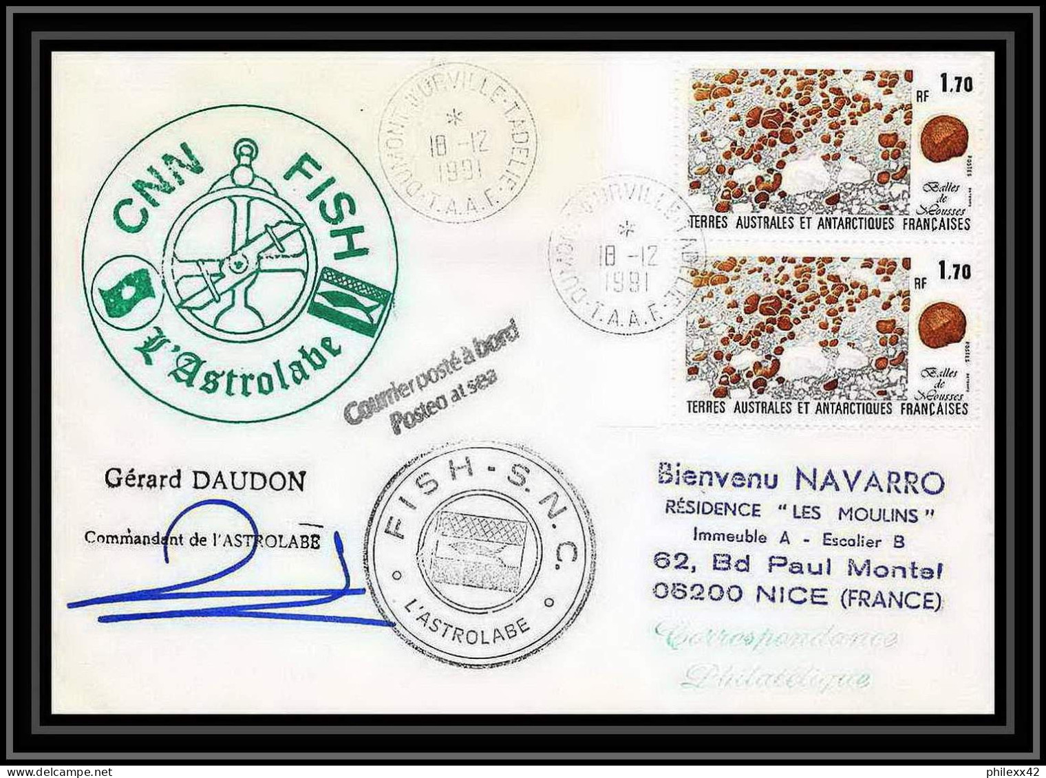 1777 Astrobale Signé Signed Daudon 18/12/1991 TAAF Antarctic Terres Australes Lettre (cover) - Briefe U. Dokumente