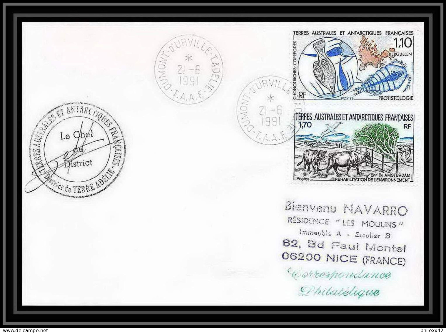 1749 Terre Adelie 21/6/1991 Midwinter TAAF Antarctic Terres Australes Lettre (cover) - Covers & Documents