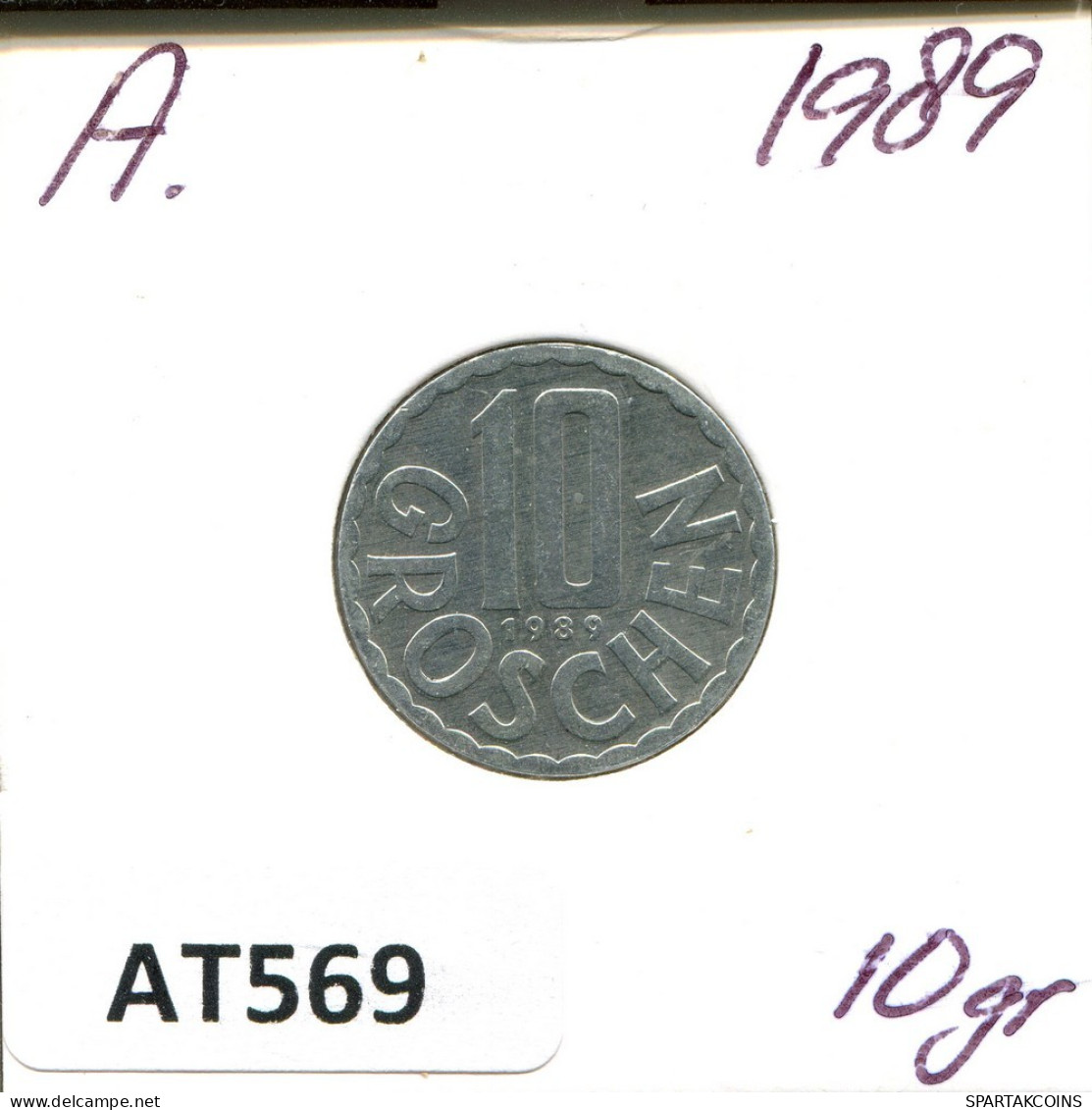 10 GROSCHEN 1989 AUSTRIA Moneda #AT569.E.A - Oesterreich
