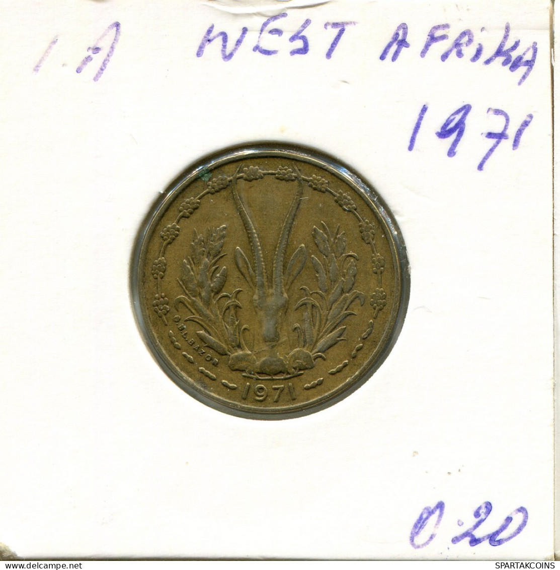 10 FRANCS 1971 WESTERN AFRICAN STATES Moneda #AR499.E.A - Altri – Africa