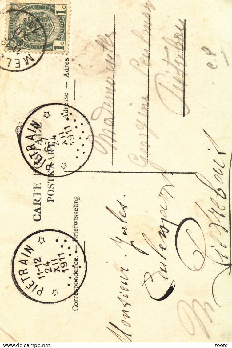 MELSELE   KAPEL   MOOIE STEMPEL CACHET Pietrain1911 - Geldenaken