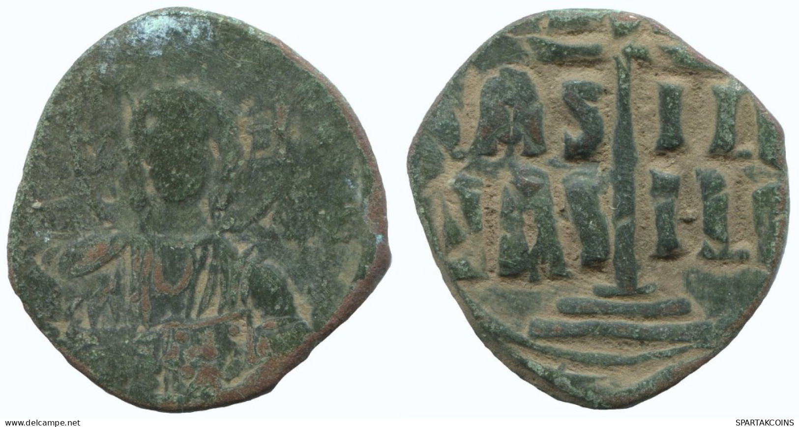 JESUS CHRIST ANONYMOUS CROSS Ancient BYZANTINE Coin 7.2g/30mm #AA604.21.U.A - Byzantines
