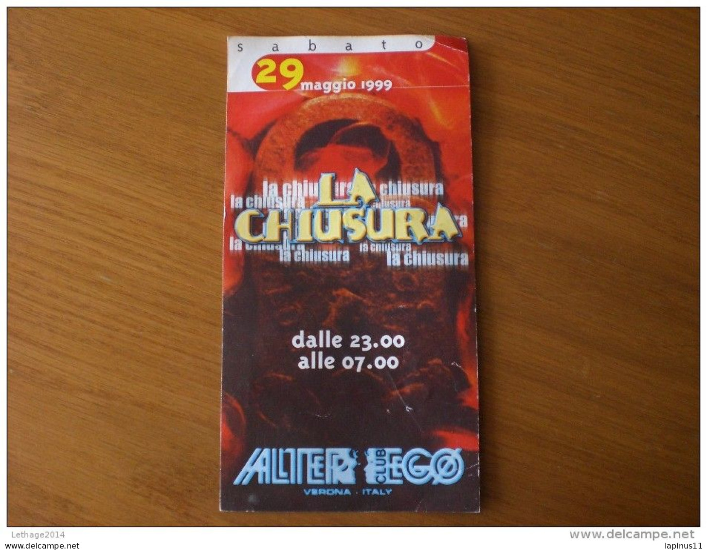 BIGLIETTO D INGRESSO DISCOTECA ALTEREGO 1999 - Tickets - Vouchers