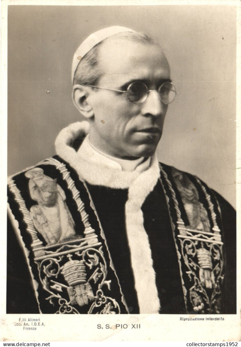 POPE PIUS XII, CHRISTIANITY, RELIGION, PORTRAIT, ITALY, POSTCARD - Papes