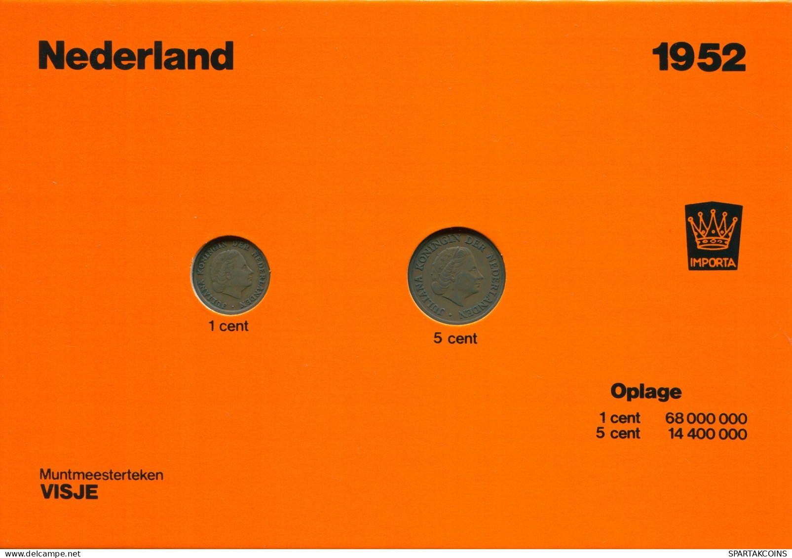 NIEDERLANDE NETHERLANDS 1952 MINT SET 2 Münze #SET1004.7.D.A - [Sets Sin Usar &  Sets De Prueba