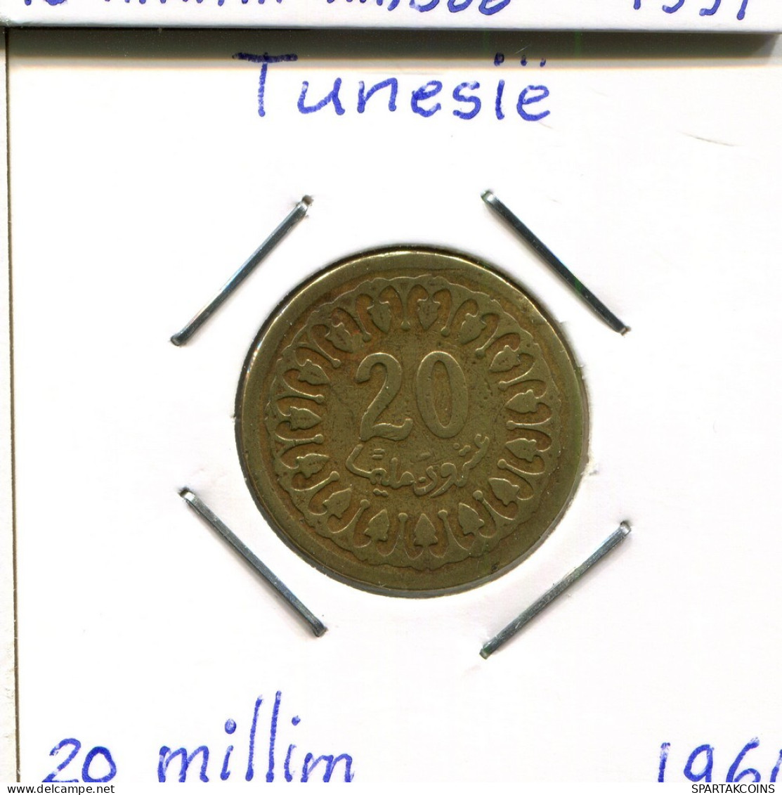 20 MILLIMES 1960 TÚNEZ TUNISIA Moneda #AP821.2.E.A - Túnez