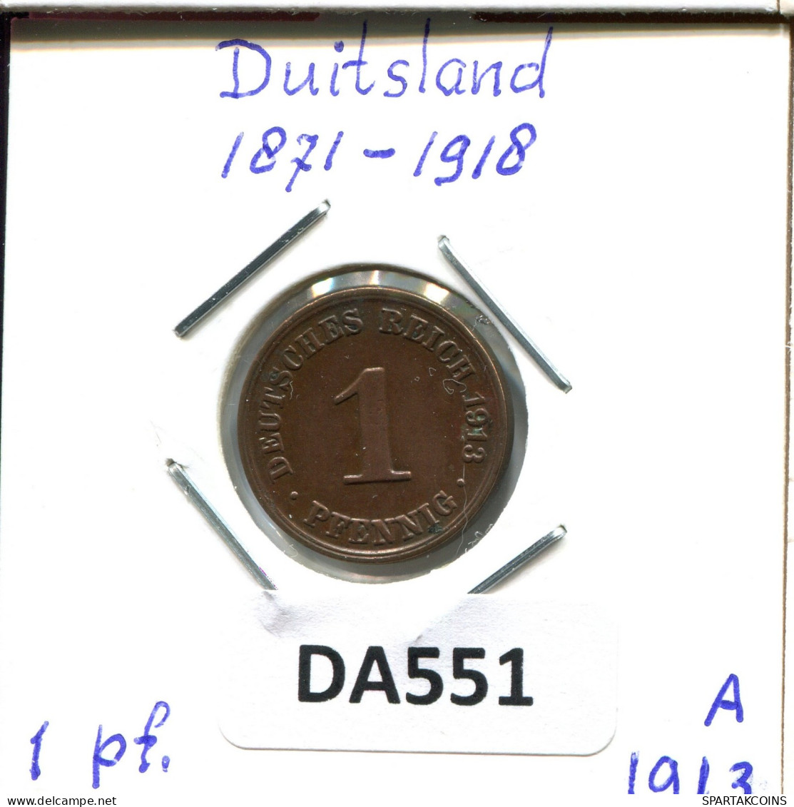 1 PFENNIG 1913 A DEUTSCHLAND Münze GERMANY #DA551.2.D.A - 1 Pfennig