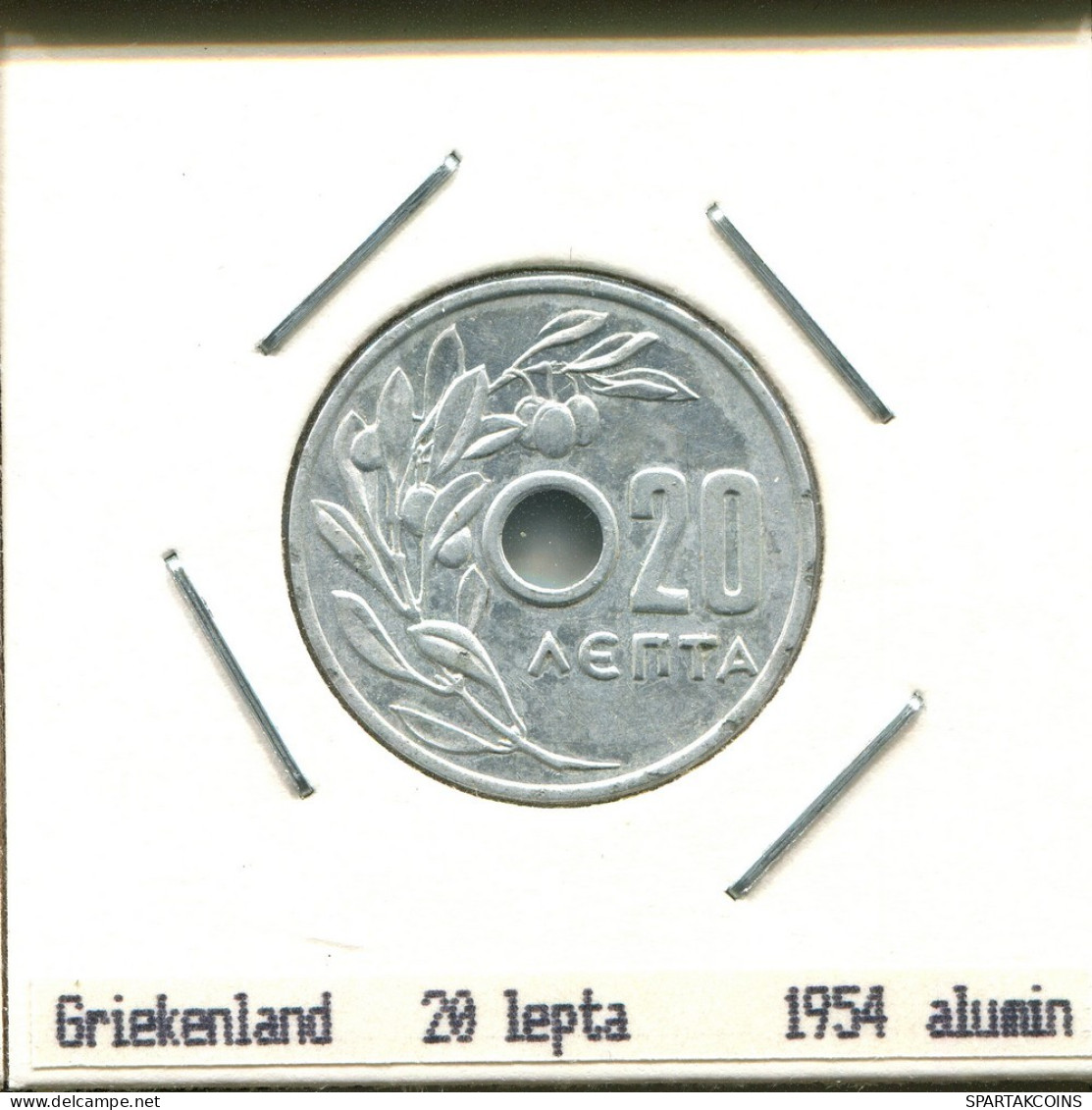 20 LEPTA 1954 GREECE Coin #AS424.U.A - Grecia