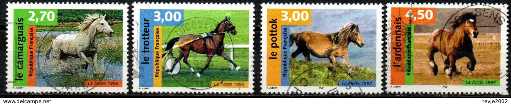 Frankreich 1998 - Mi.Nr. 3326 - 3329 - Gestempelt Used - Tiere Animals Pferde Horses - Usados