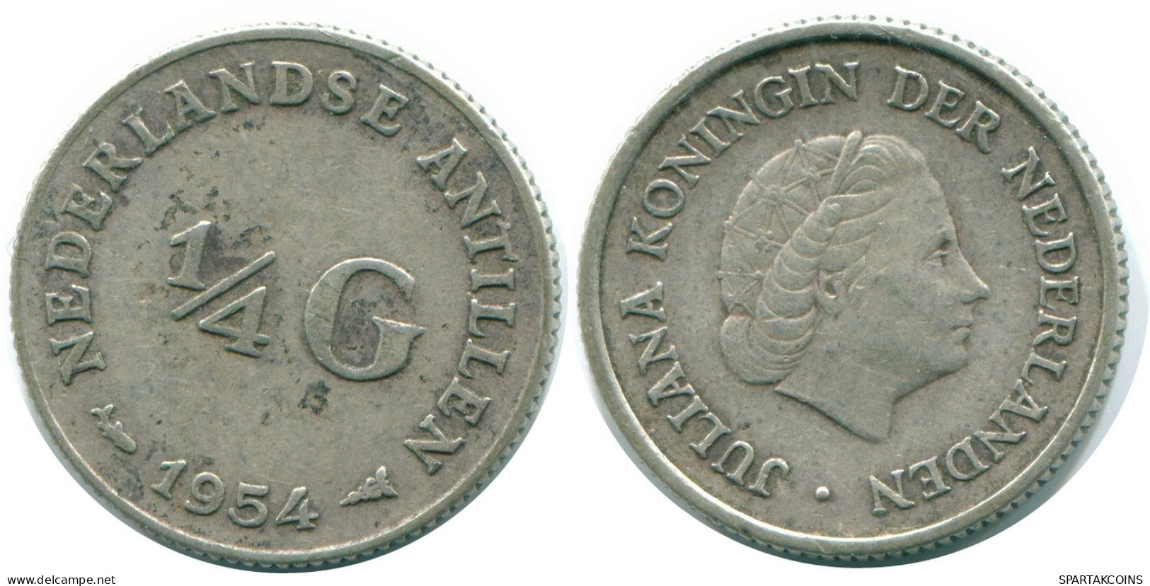 1/4 GULDEN 1954 NETHERLANDS ANTILLES SILVER Colonial Coin #NL10896.4.U.A - Antilles Néerlandaises