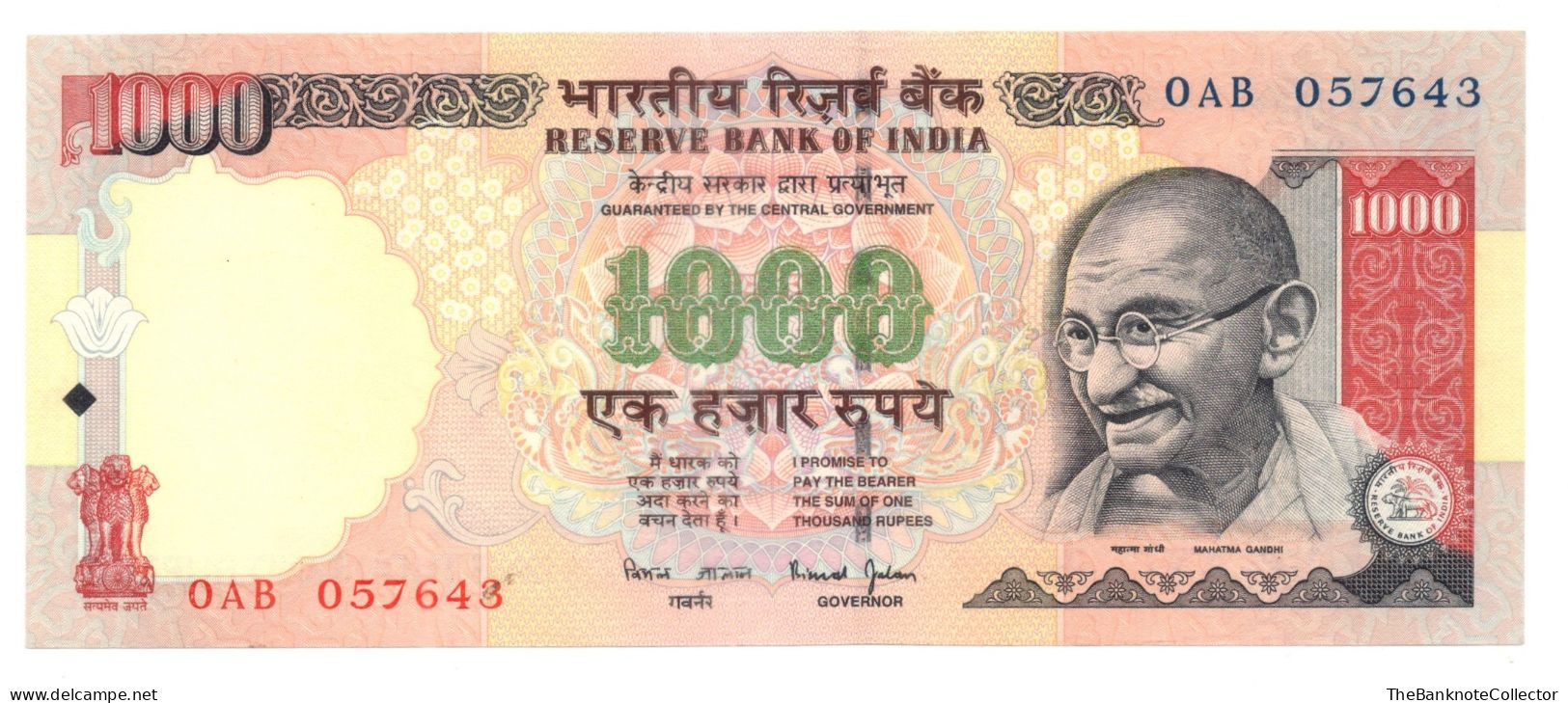 INDIA 1000 Rupees ND2000  P-94 UNC NO Pinholes - Indien