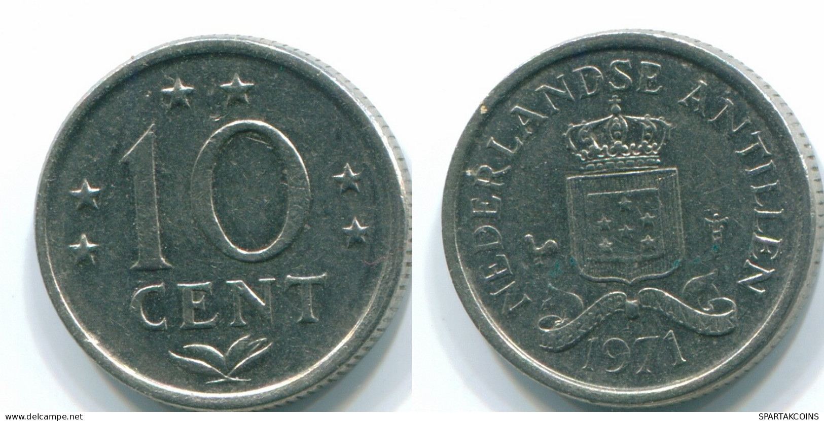10 CENTS 1971 NIEDERLÄNDISCHE ANTILLEN Nickel Koloniale Münze #S13481.D.A - Niederländische Antillen