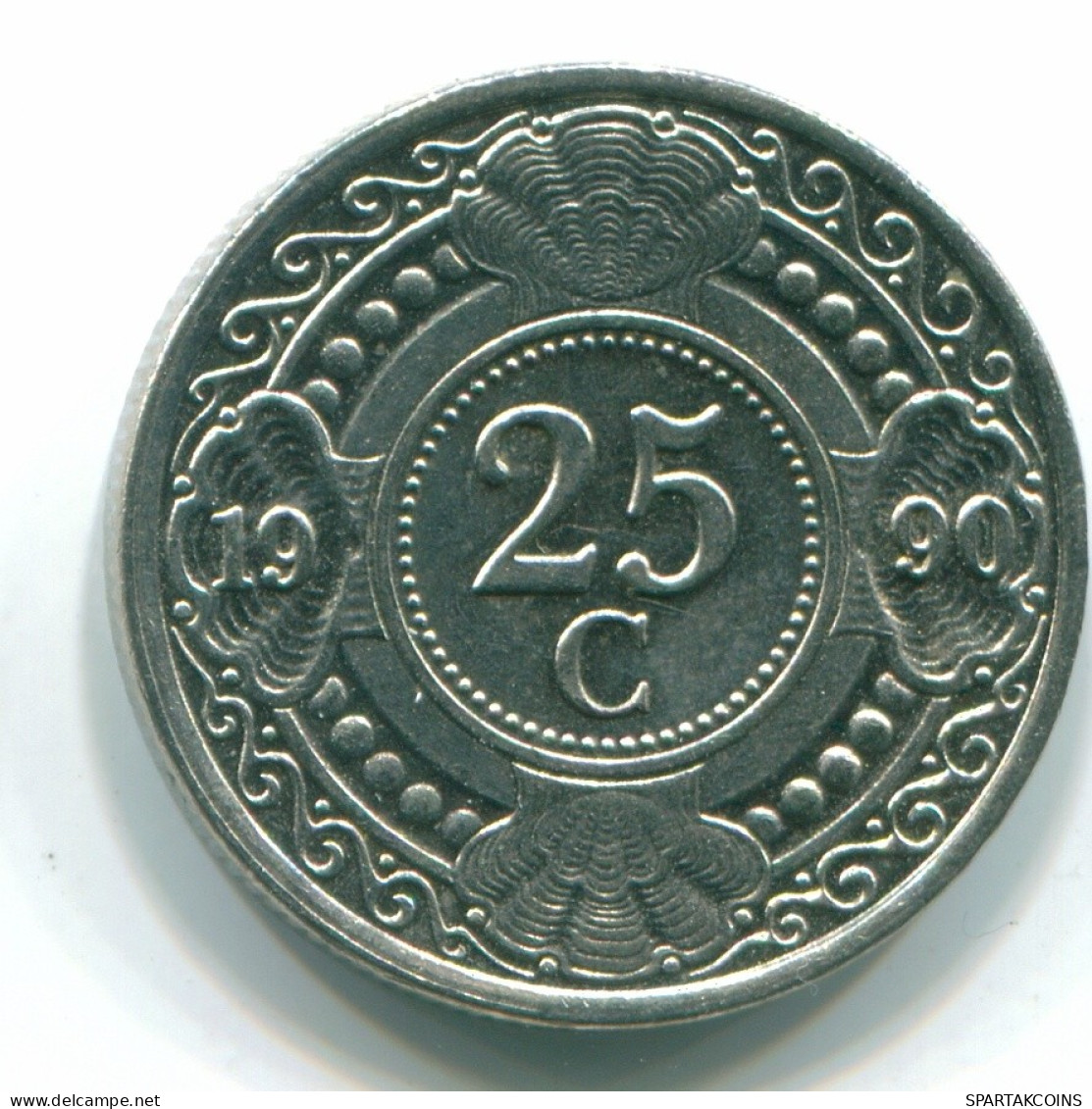 25 CENTS 1990 ANTILLAS NEERLANDESAS Nickel Colonial Moneda #S11269.E.A - Antilles Néerlandaises