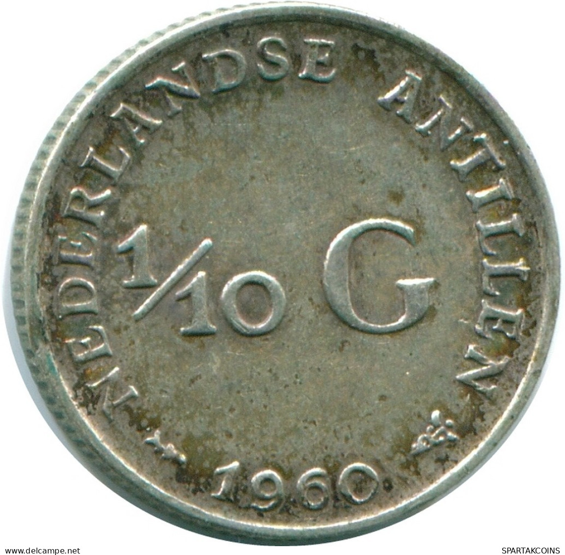 1/10 GULDEN 1960 NIEDERLÄNDISCHE ANTILLEN SILBER Koloniale Münze #NL12315.3.D.A - Niederländische Antillen