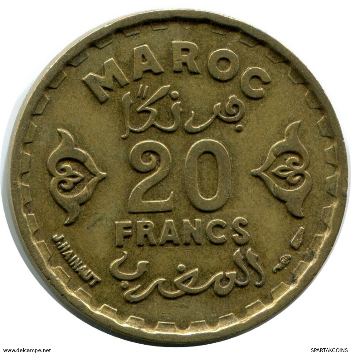 20 FRANCS 1951 MOROCCO Mohammed V Coin #AH873.U.A - Marruecos