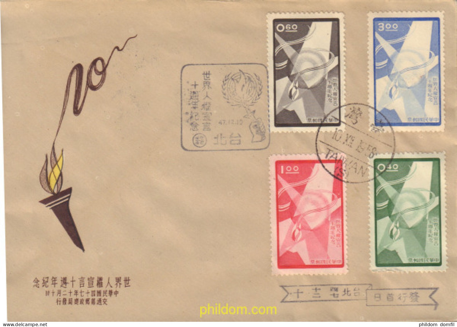 511139 MNH CHINA. FORMOSA-TAIWAN 1958 DERECHOS HUMANOS - Unused Stamps