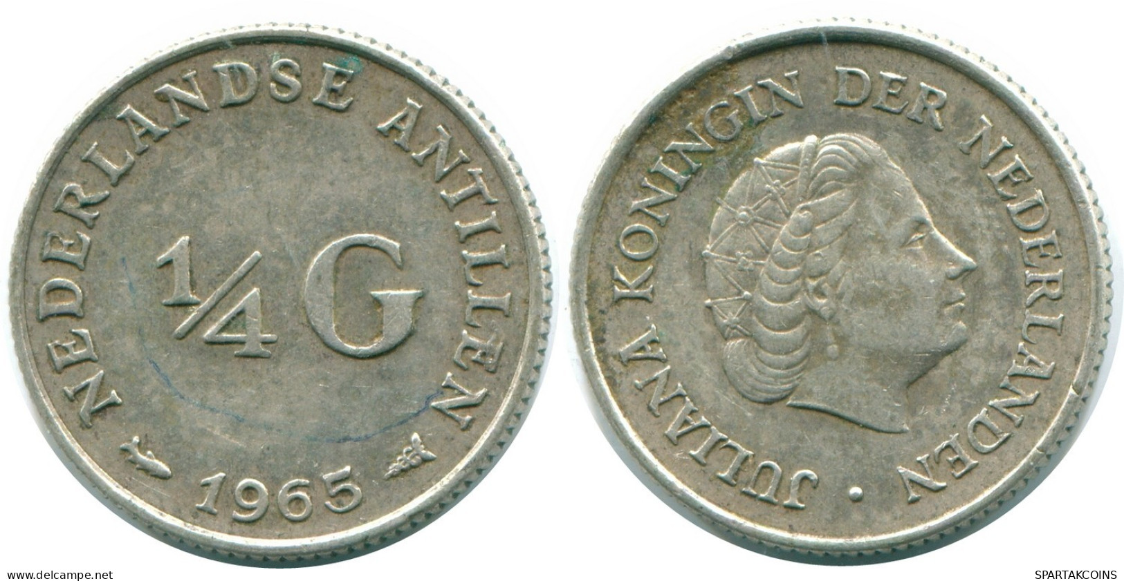 1/4 GULDEN 1965 ANTILLAS NEERLANDESAS PLATA Colonial Moneda #NL11375.4.E.A - Netherlands Antilles