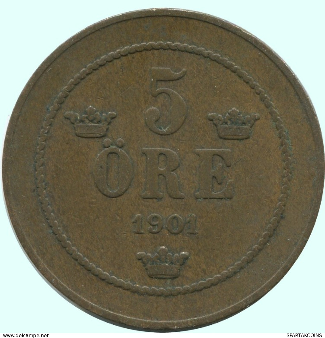5 ORE 1901 SUÈDE SWEDEN Pièce #AC667.2.F.A - Suède