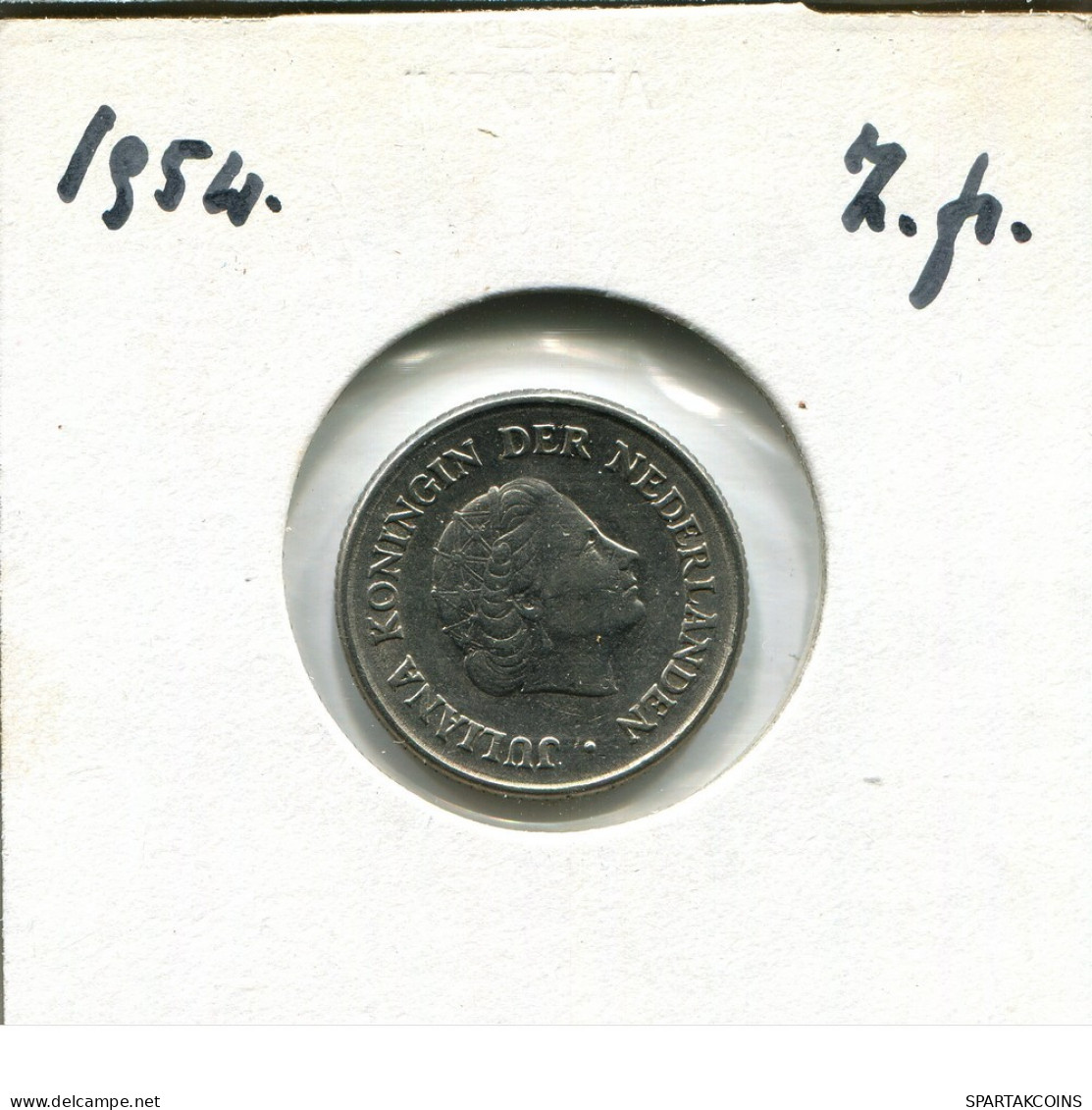25 CENTS 1954 NEERLANDÉS NETHERLANDS Moneda #AU558.E.A - 1948-1980 : Juliana