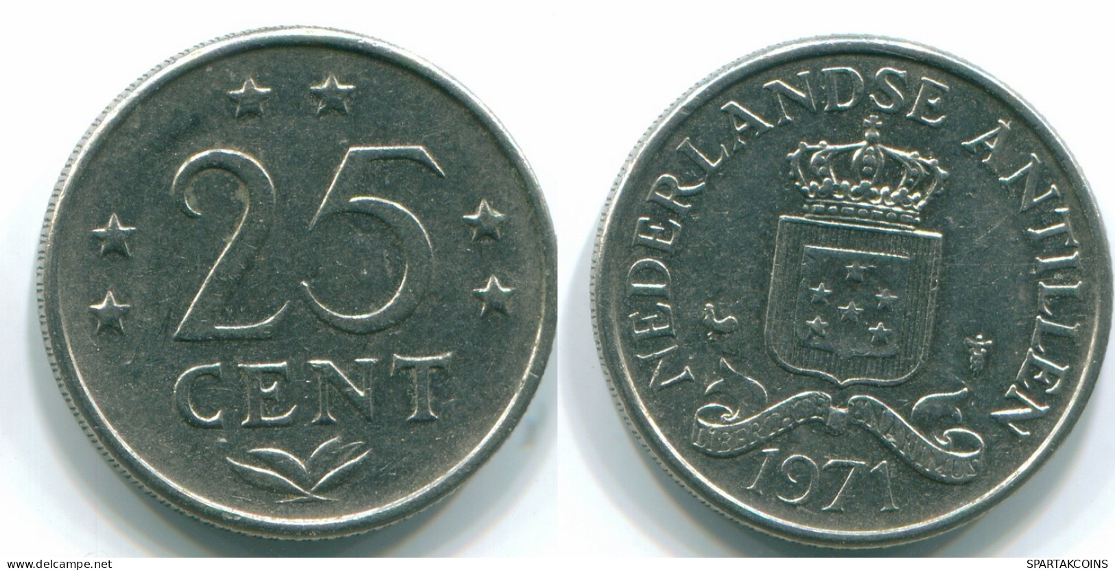 25 CENTS 1971 ANTILLAS NEERLANDESAS Nickel Colonial Moneda #S11542.E.A - Antilles Néerlandaises