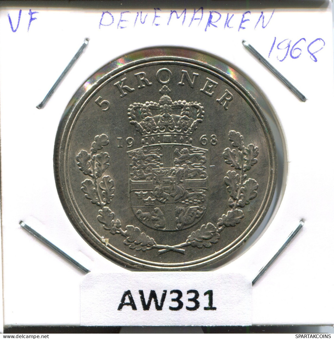 5 KRONER 1968 DANEMARK DENMARK Münze #AW331.D.A - Danemark