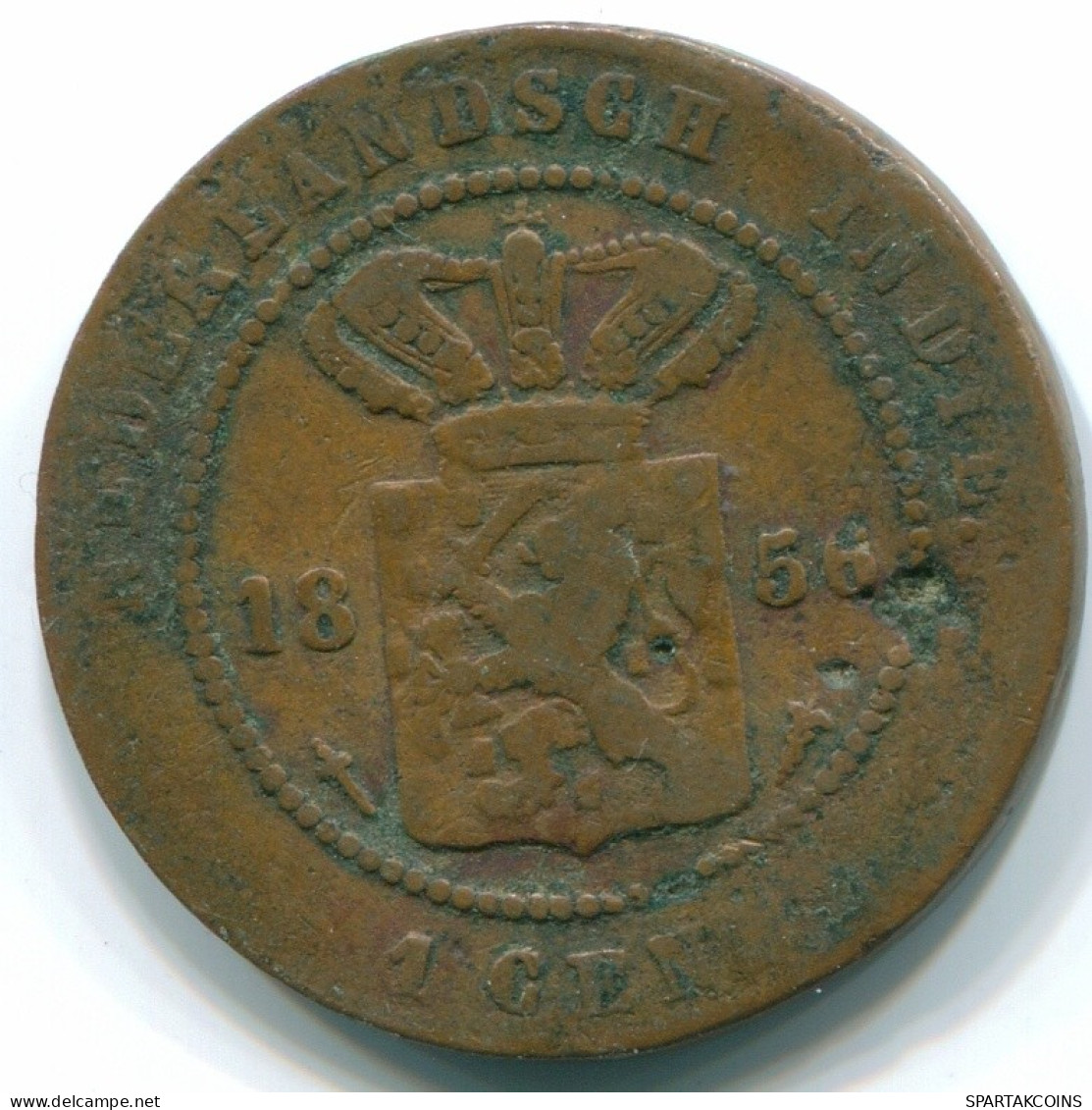 1 CENT 1856 NETHERLANDS EAST INDIES INDONESIA Copper Colonial Coin #S10017.U.A - Niederländisch-Indien