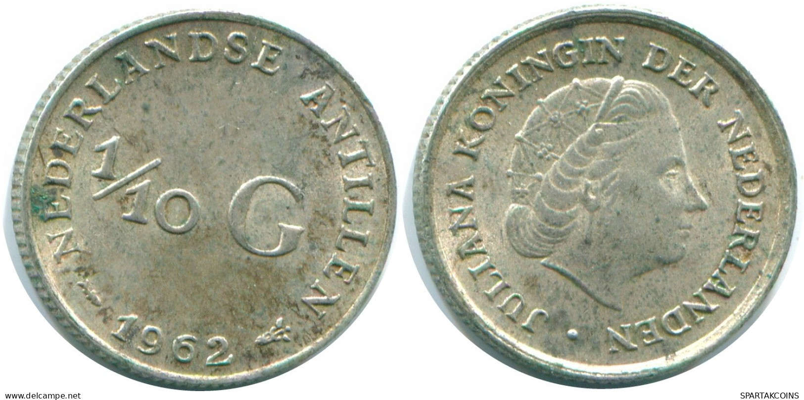 1/10 GULDEN 1962 ANTILLAS NEERLANDESAS PLATA Colonial Moneda #NL12412.3.E.A - Netherlands Antilles