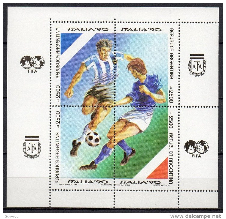 Argentine - Bloc Feuillet - 1990 - Yvert N° BF 42 **  - Coupe Du Monde De Football Italie 1990 - Hojas Bloque