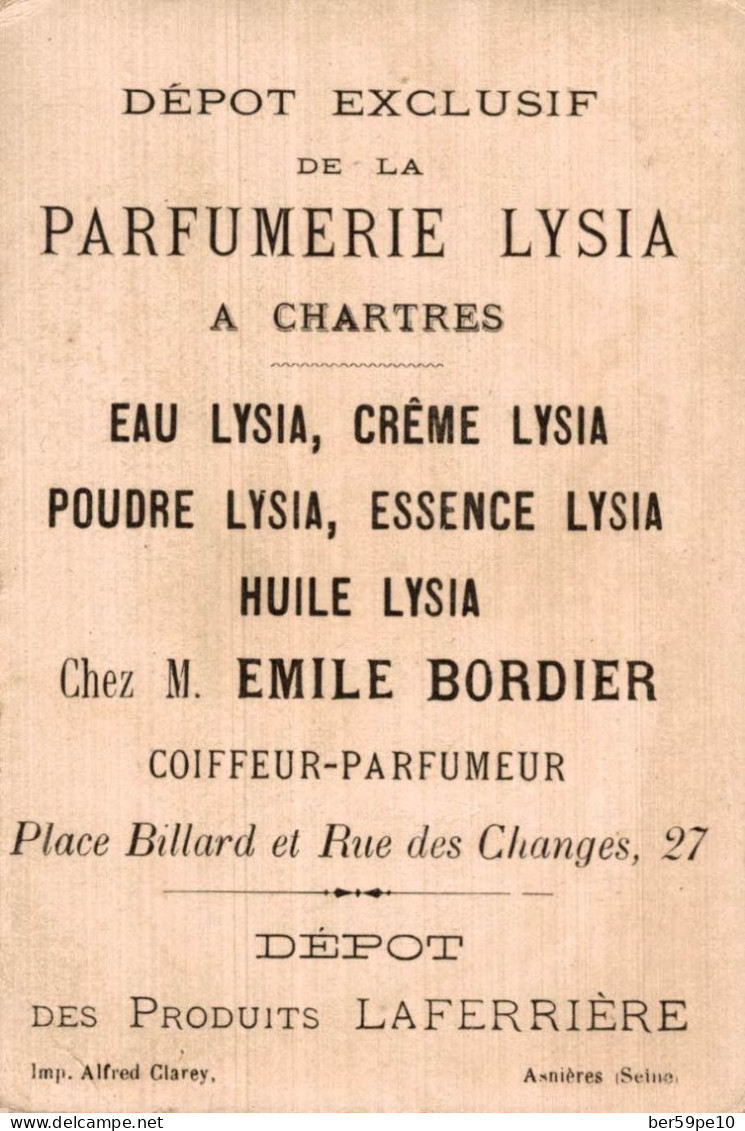 CHROMO PARFUMERIE LYSIA A CHARTRES UNION POSTALE UNIVERSELLE BELGIQUE - Other & Unclassified