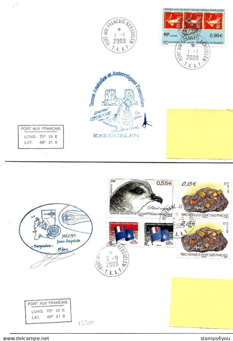 PO - 43 - 4 Plis Kerguelen Avec Cachets Illustrés - Lettres & Documents