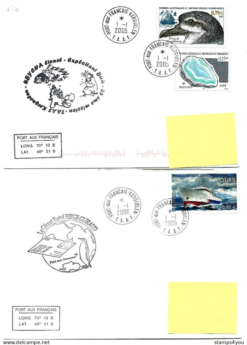 PO - 43 - 4 Plis Kerguelen Avec Cachets Illustrés - Lettres & Documents
