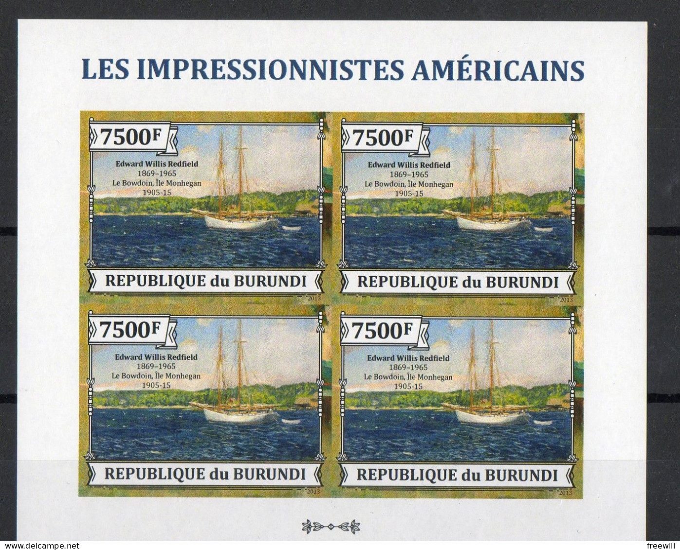 Burundi Les Impressionnistes Américains XXX 2013 - Hojas Y Bloques