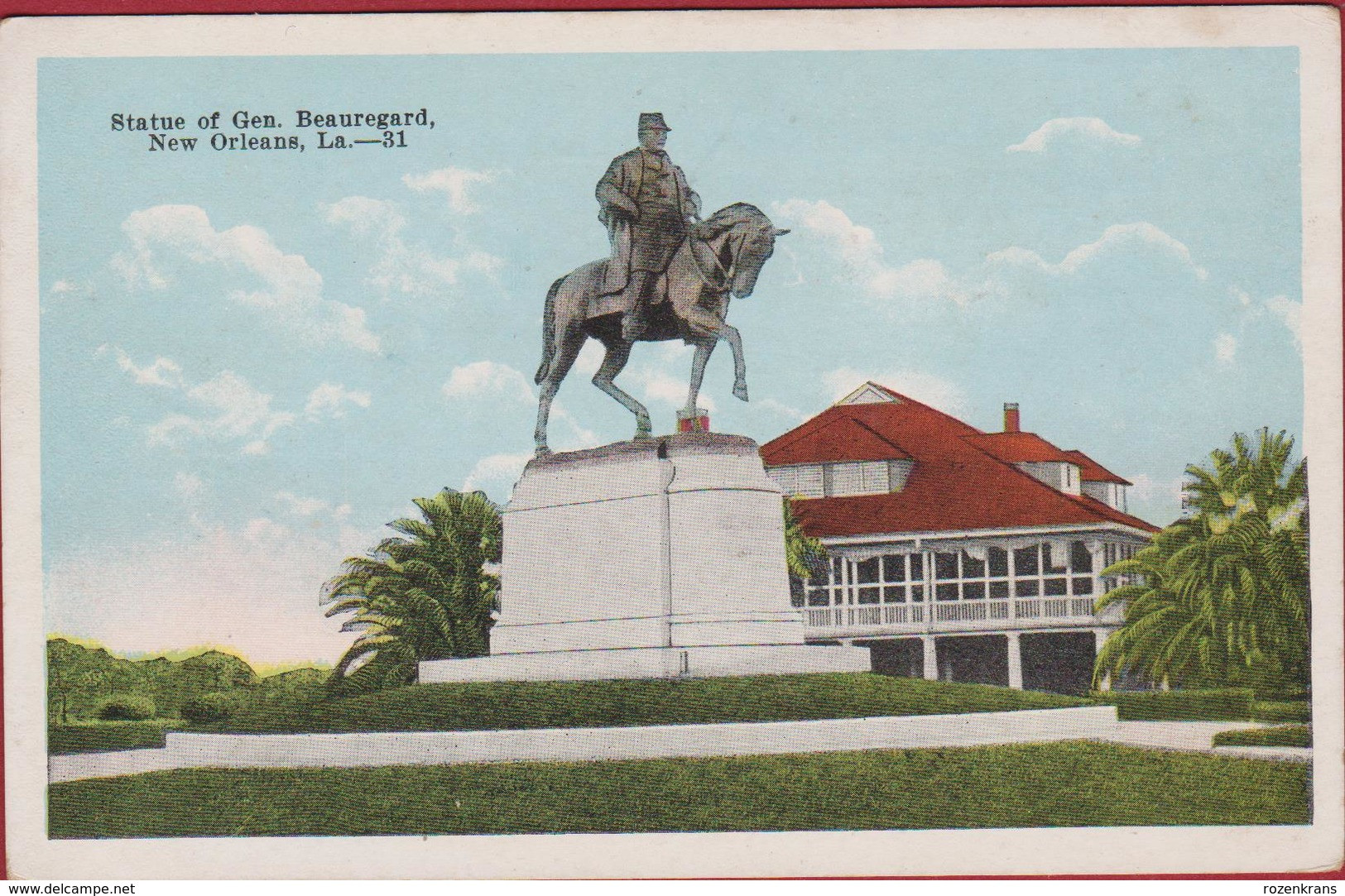 Statue Of General Beauregard New Orleans USA United States Rare Old Postcard - New Orleans