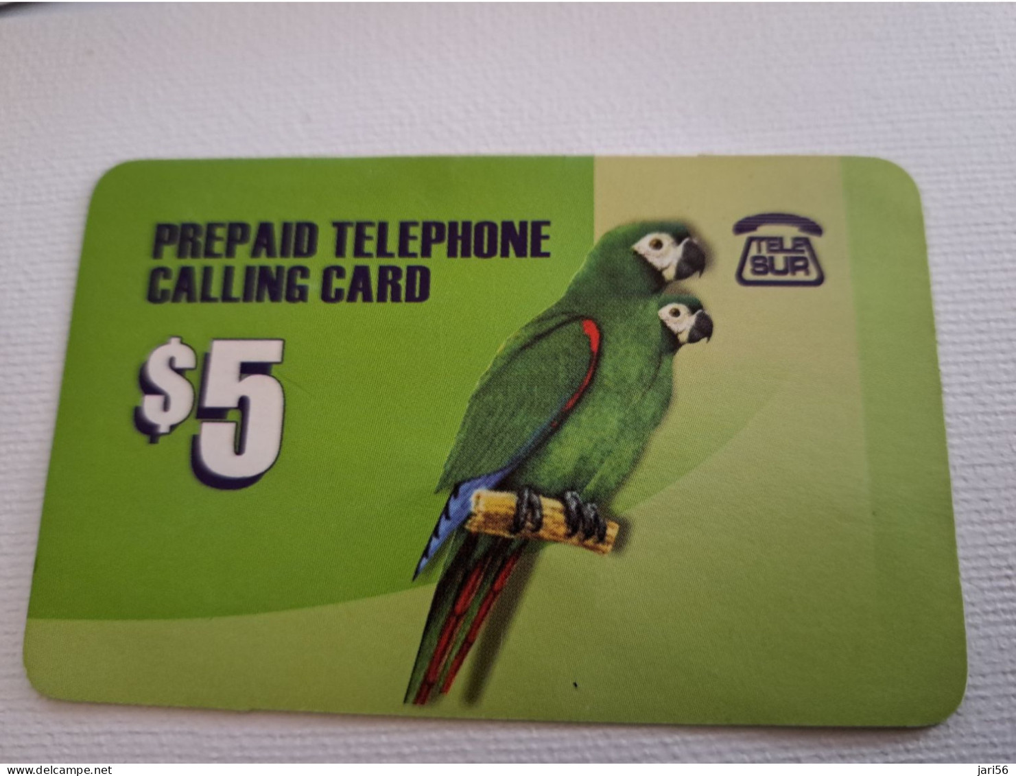 SURINAME US 5,-  / UNITS GSM  PREPAID / 2 PARROTS GREEN  /    MOBILE CARD    **16580 ** - Surinam