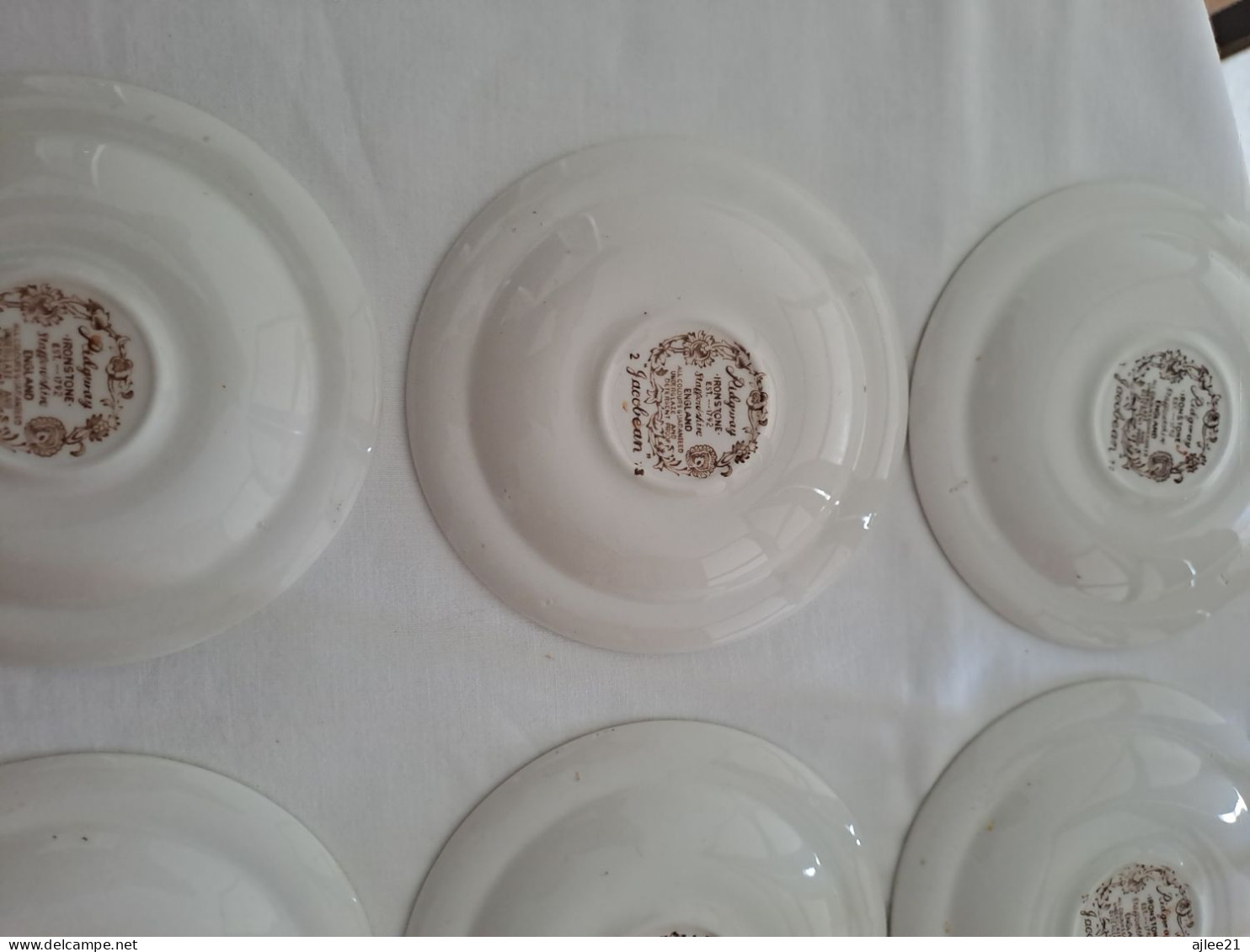 9 assiettes Jacobean. Ridgway Ironstone.