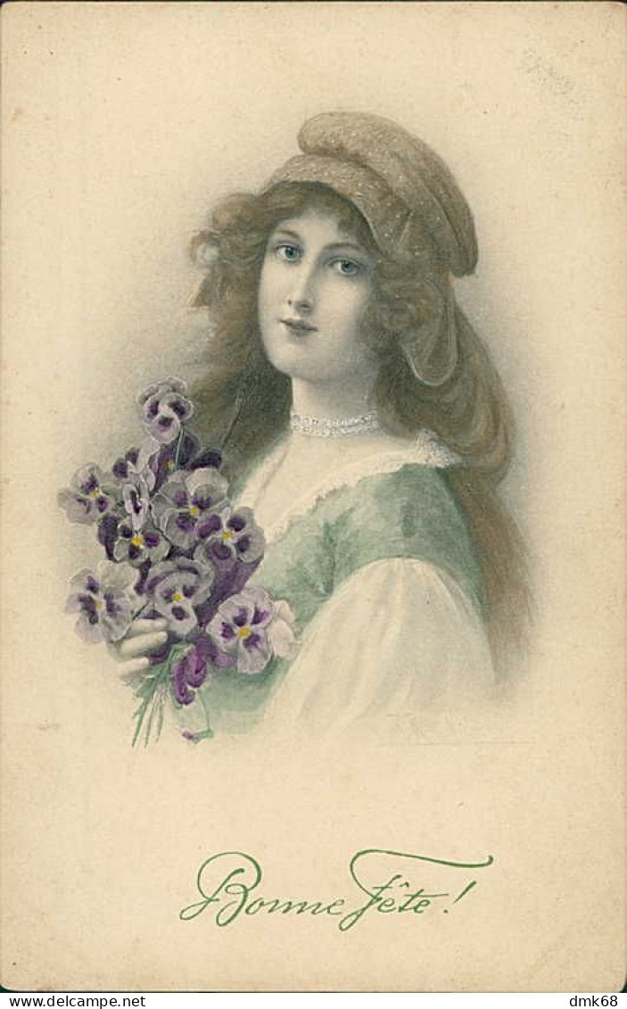 M.M. VIENNE 1900s ART NOUVEAU POSTCARD - WOMAN & FLOWERS - N.322 (5518) - Vienne