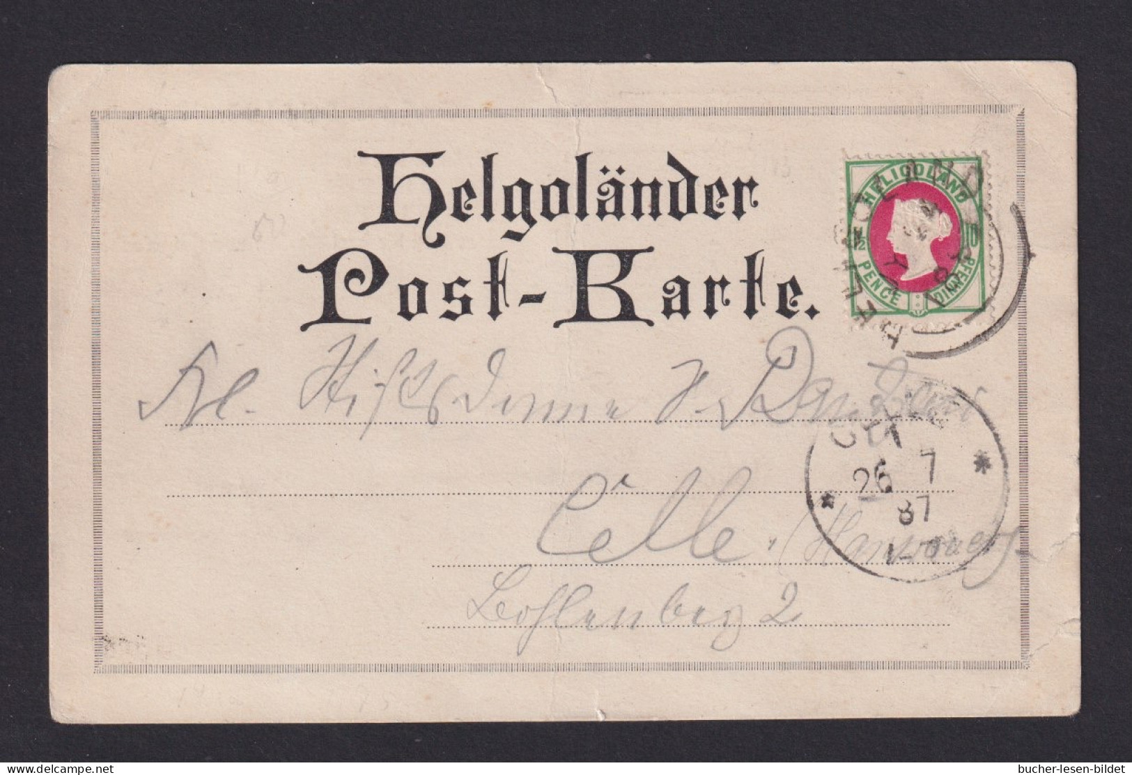 1887 - 10 Pf. Queen Auf Ansichtskarte Ab Helgoland Nach Celle - Héligoland