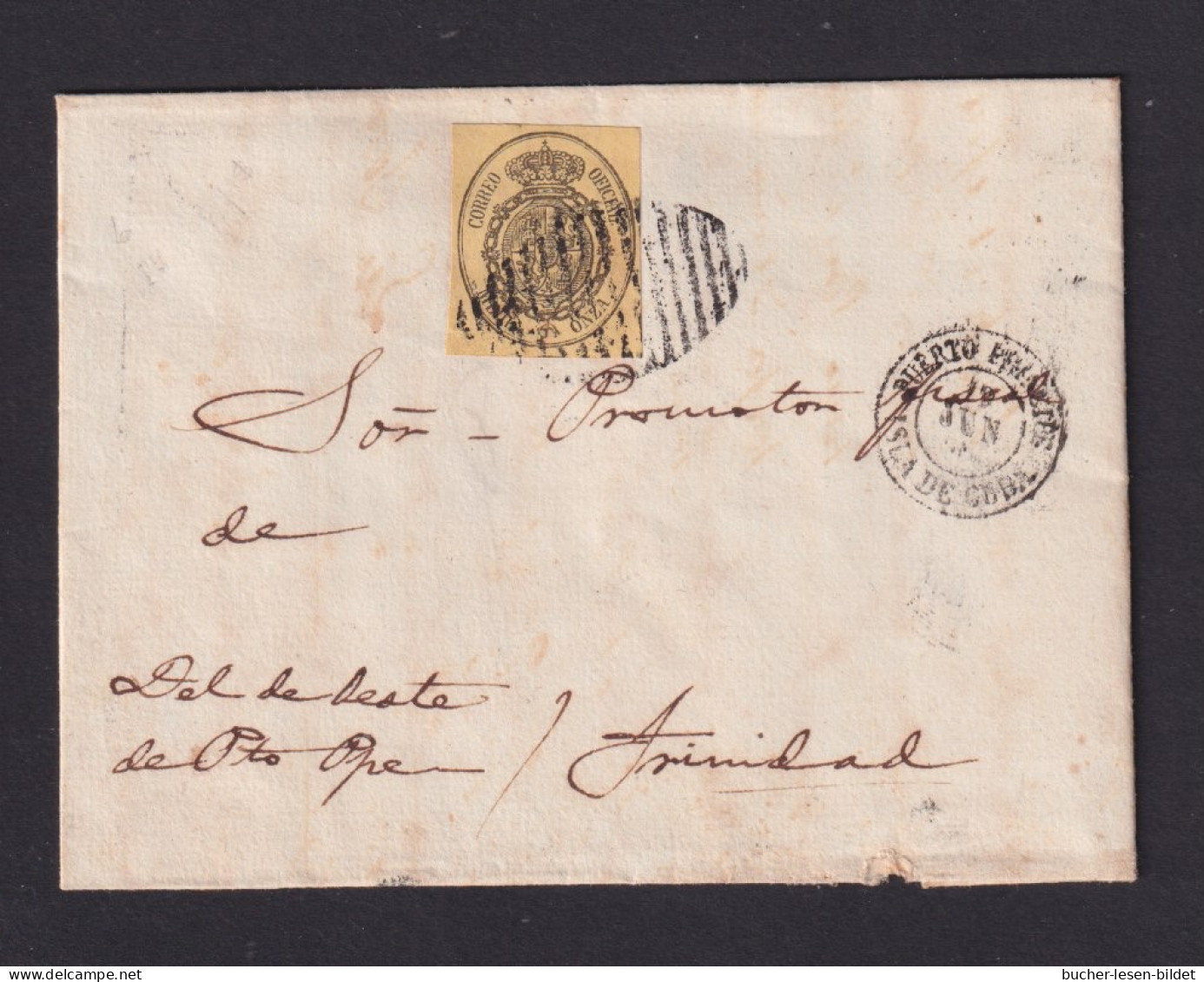 Media Onzo (D 5) Auf Kleinem Brief Ab PUERTO.. Nach Trinidad - Kuba (1874-1898)