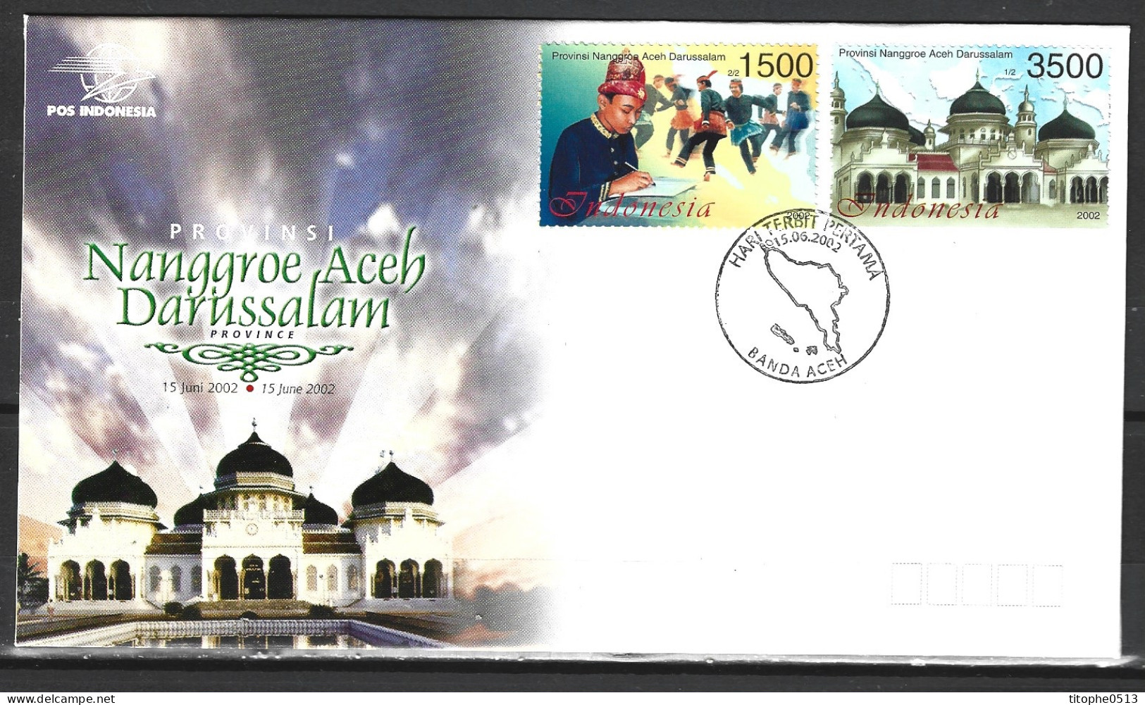 INDONESIE. N°1944-5 De 2002 Sur Enveloppe 1er Jour. Province D'Aceh. - Indonésie