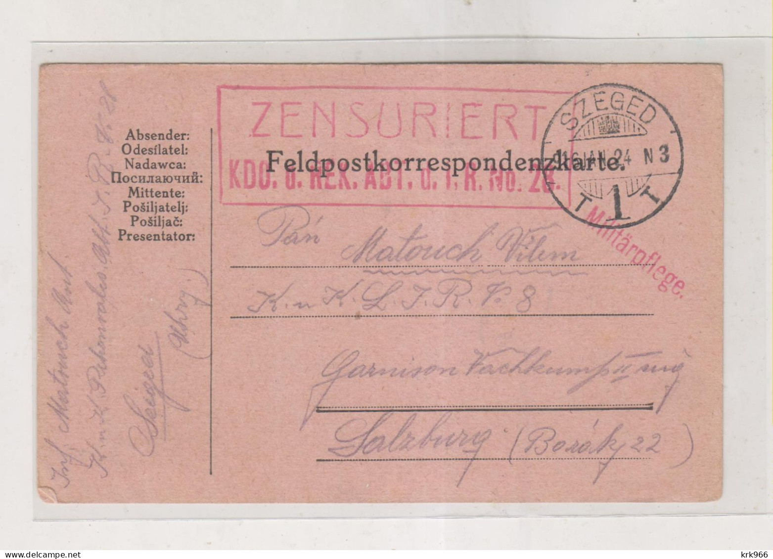 AUSTRIA  HUNGARY WW I 1916 SZEGED  Nice Military Stationery - Brieven En Documenten