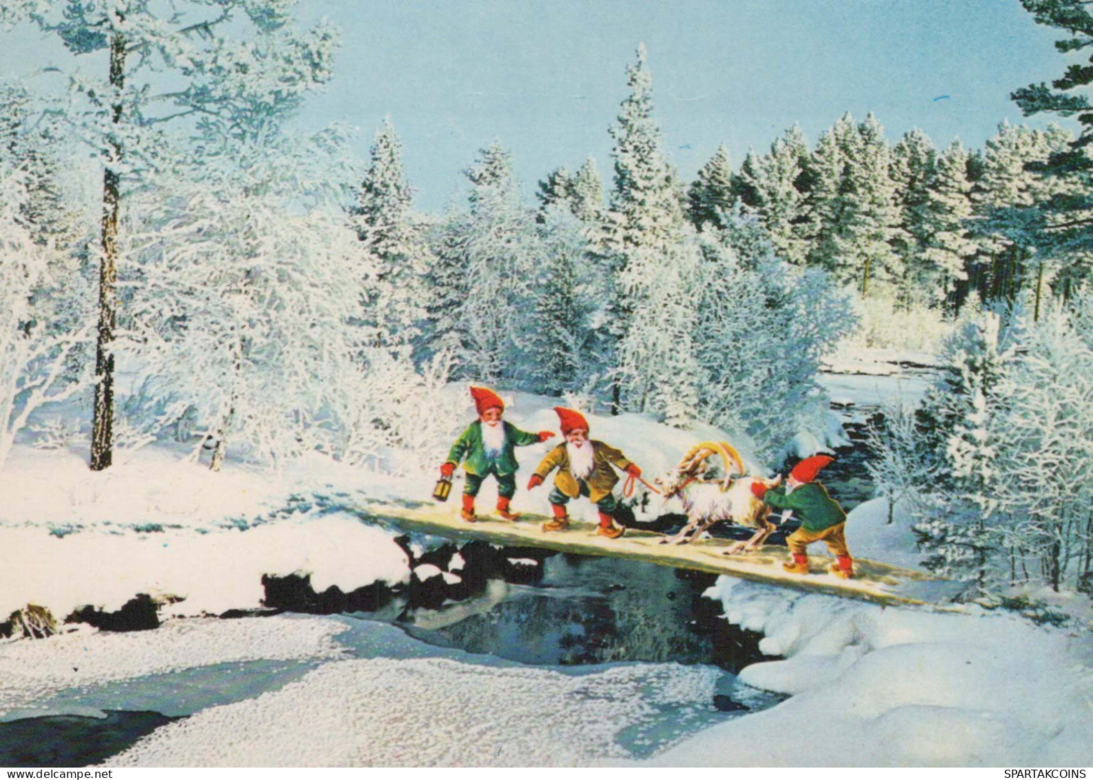 PAPÁ NOEL Feliz Año Navidad GNOMO Vintage Tarjeta Postal CPSM #PBB048.A - Santa Claus